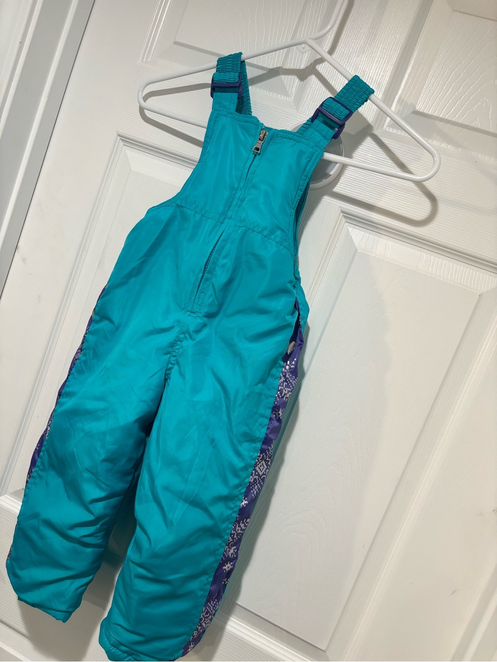 AQ Girls' Teal Snow Bibs with Purple Trim